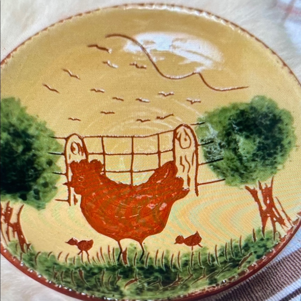Rustic Chicken Pottery Plate